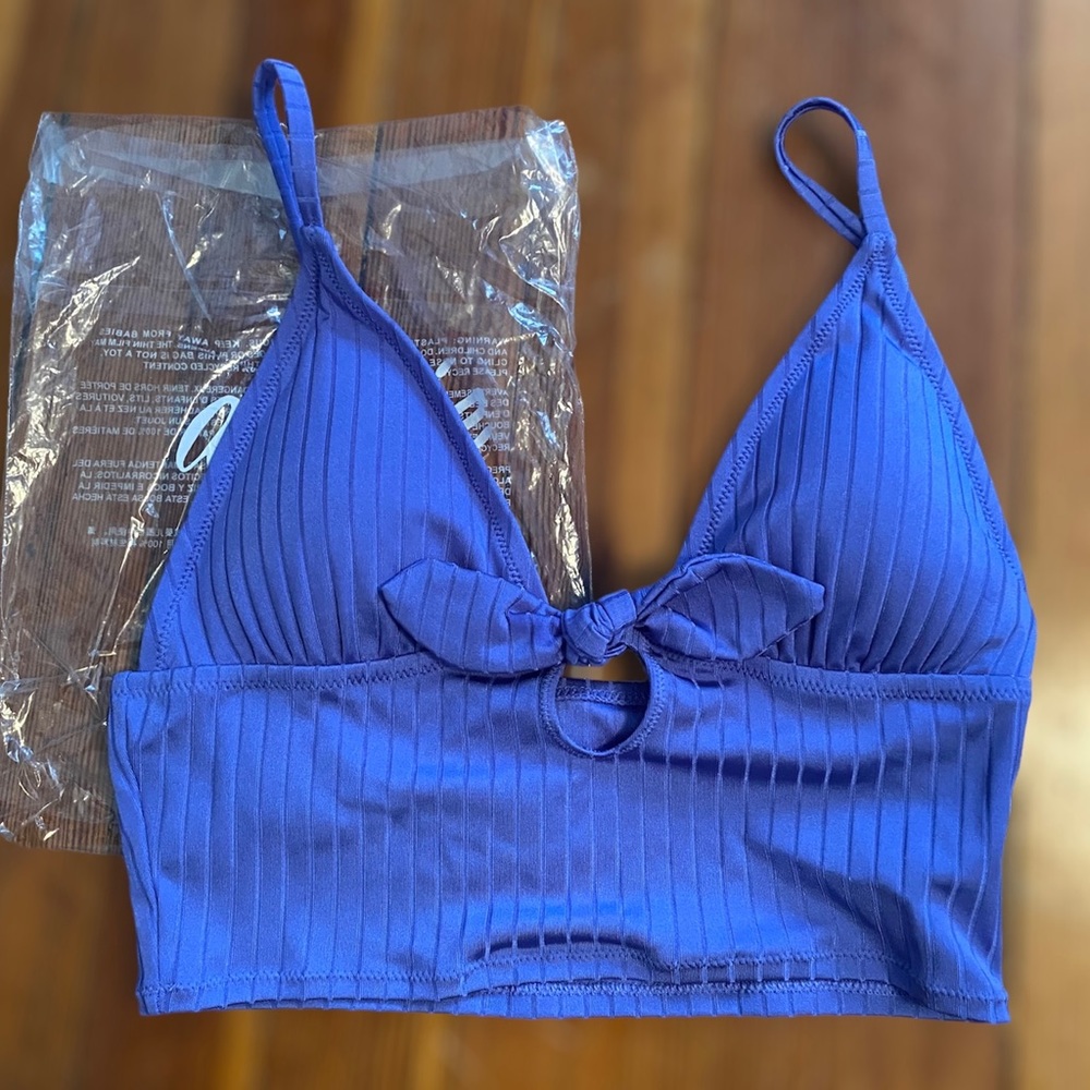 Aerie ribbed shine longline bikini top